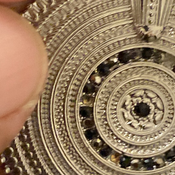 Charming Charlie Long Chain Medallion Pendant Necklace Silvertone - Picture 5 of 14